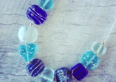 Recycled glass necklace | beads made from vodka, gin and wine bottles
