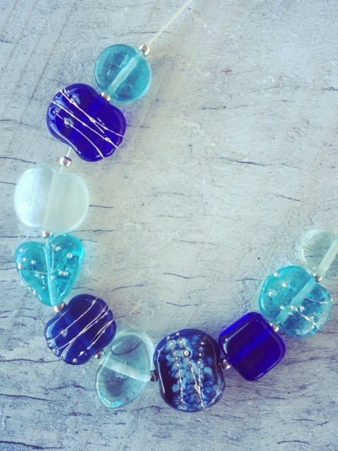 Recycled glass necklace | beads made from vodka, gin and wine bottles