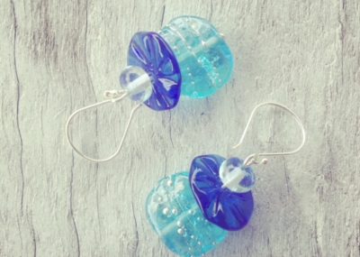 Recycled glass earrings | beads made from wine, vodka and gin bottles
