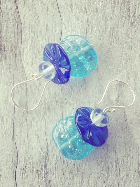 Recycled glass earrings | beads made from wine, vodka and gin bottles
