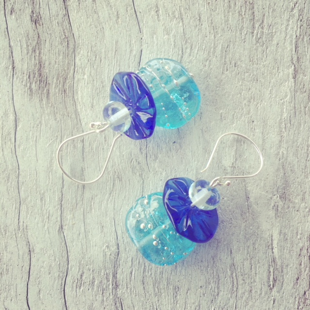 Recycled glass earrings | beads made from wine, vodka and gin bottles