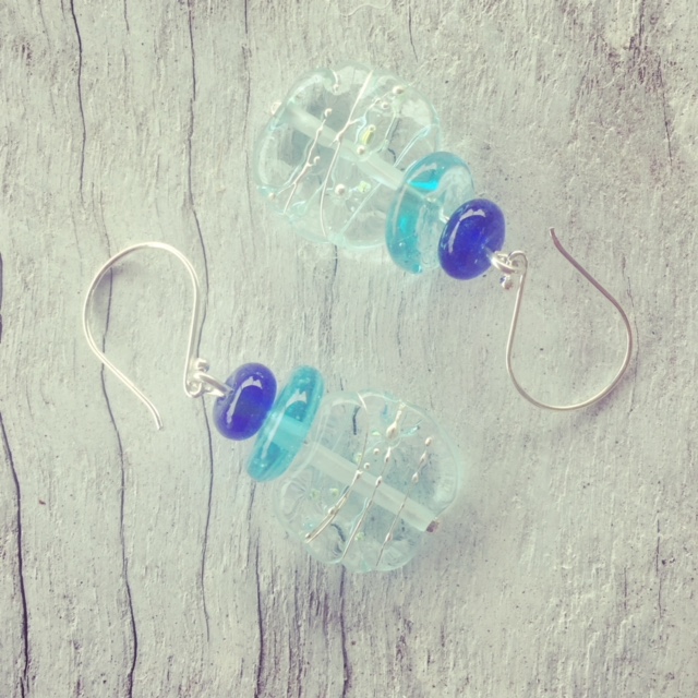 Recycled glass earrings | beads made from wine, gin and vodka bottles