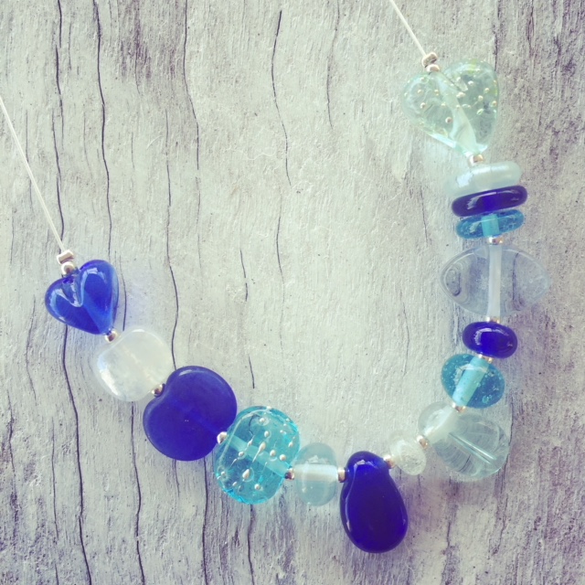 Recycled glass necklace | beads made from gin, wine and vodka bottles