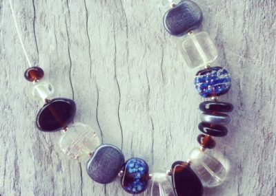 Recycled glass necklace | beads made from gin and tonic water bottles
