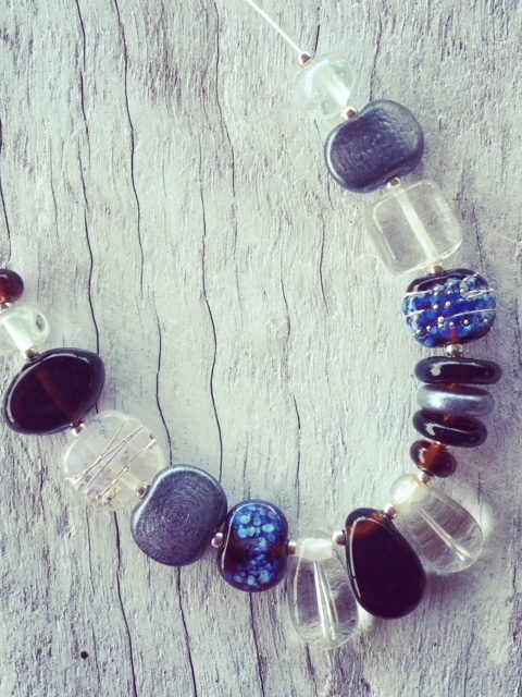 Recycled glass necklace | beads made from gin and tonic water bottles
