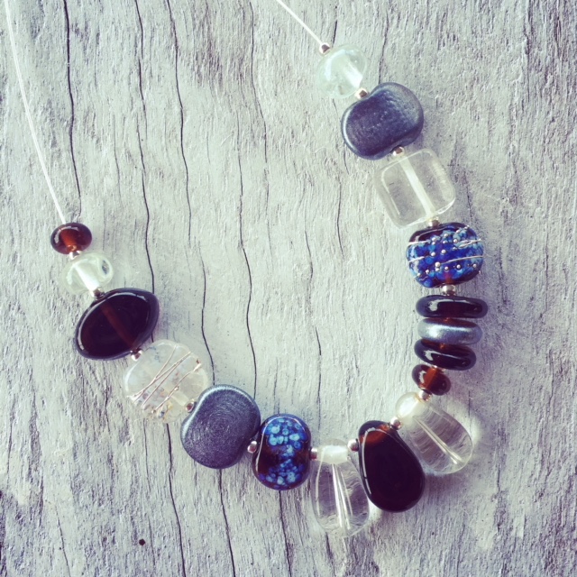 Recycled glass necklace | beads made from gin and tonic water bottles