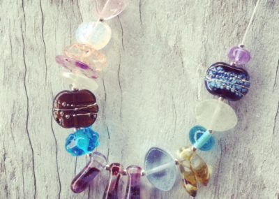 Recycled glass necklace | beads made from all sorts of recycled glass beads.