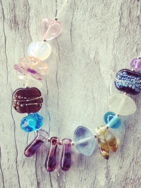 Recycled glass necklace | beads made from all sorts of recycled glass beads.