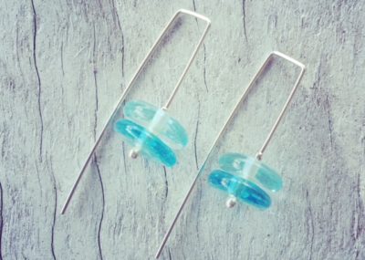 Recycled glass earrings | beads made from wine and gin bottles.