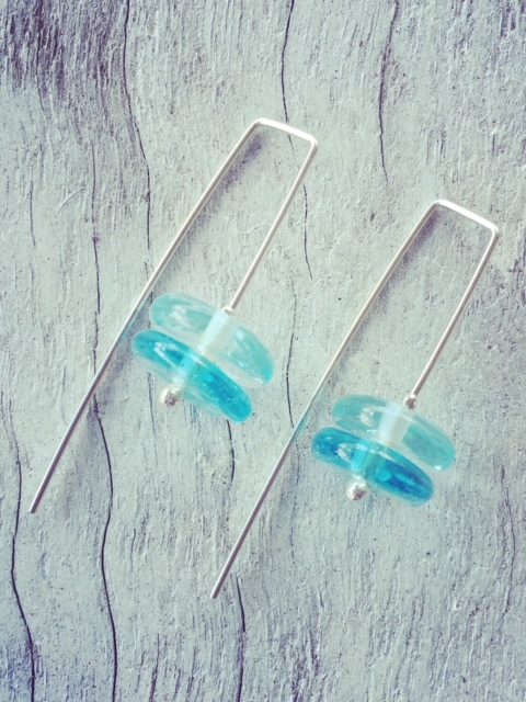 Recycled glass earrings | beads made from wine and gin bottles.