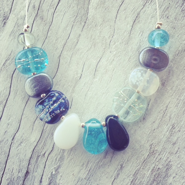 Recycled glass necklace | beads made from wine and gin bottles