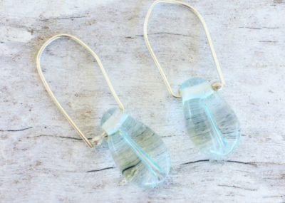 Recycled glass earrings | glass beads made from a Banrock Station wine bottle