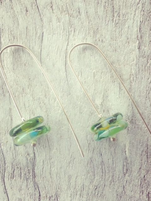 Recycled glass earrings | long earrings made from wine bottles