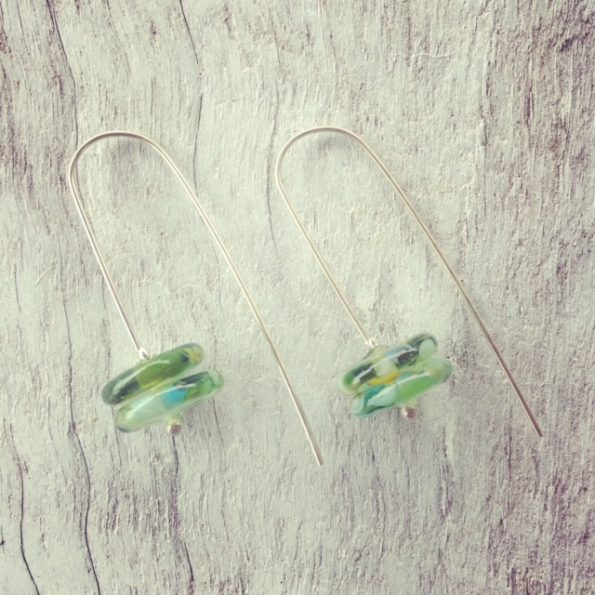 Recycled glass earrings | long earrings made from wine bottles