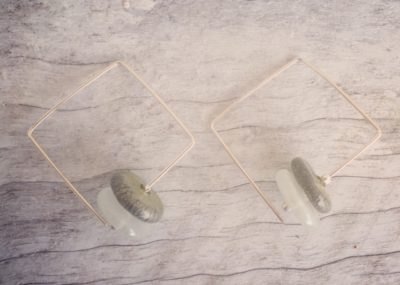 Recycled glass earrings | square hoop earrings made from wine bottles