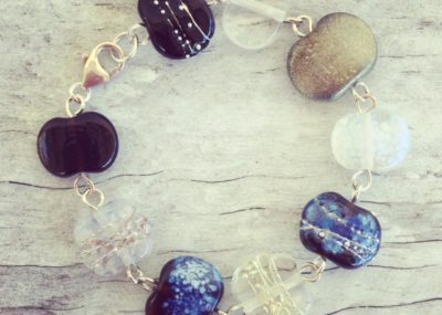 Recycled glass bracelet | beads from a gin and tonic bottle