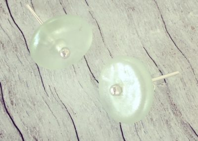 Recycled glass stud earrings | made from Green Depression Glass