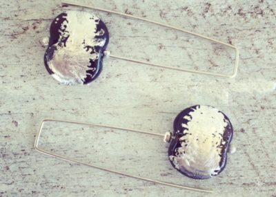 Recycled glass earrings | beads made from a Hendricks Gin bottle