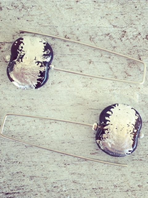 Recycled glass earrings | beads made from a Hendricks Gin bottle