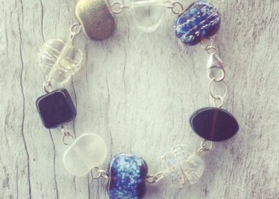Recycled glass bracelet | beads made from gin and tonic bottles