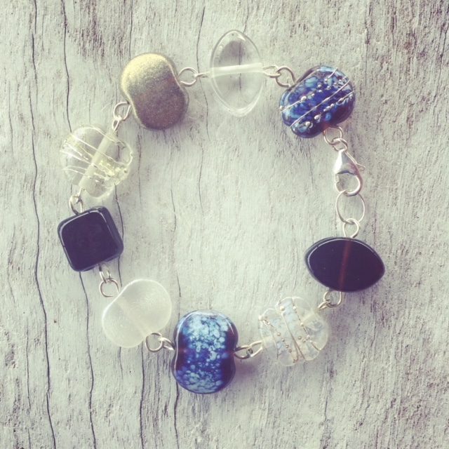 Recycled glass bracelet | beads made from gin and tonic bottles