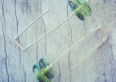 Recycled glass earrings | beads made from a Bethany Winery Chardonnay bottle