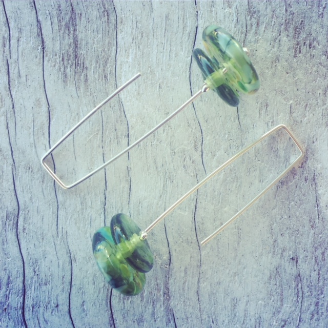 Recycled glass earrings | beads made from a Bethany Winery Chardonnay bottle