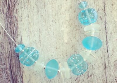 Recycled glass necklace | gin and tonic beads