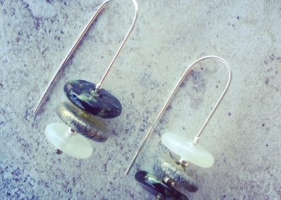 Recycled glass earrings | glass beads made from a Bethany Wines wine bottle