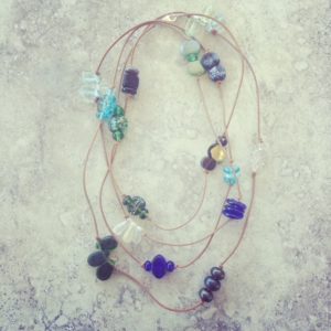 Recycled glass necklace | mixed beads feature in this necklace, from vodka, wine, gin and beer bottles.