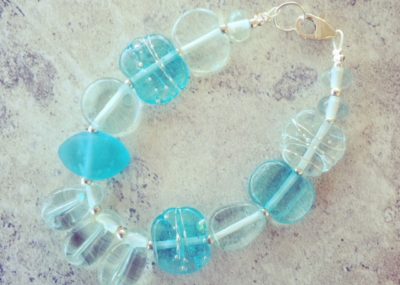 Recycled glass bracelet | glass beads made from wine and gin bottles