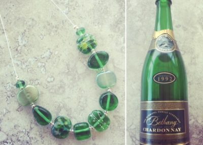 Recycled glass jewellery | featuring beads made from a Bethany Wines bottle