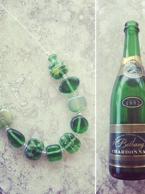 Recycled glass jewellery | featuring beads made from a Bethany Wines bottle