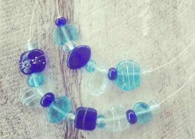 Recycled glass necklace | double strand necklace featuring beads made from recycled glass