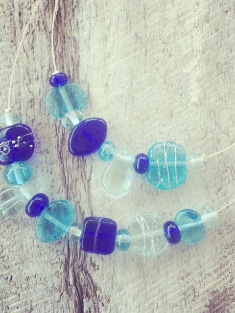 Recycled glass necklace | double strand necklace featuring beads made from recycled glass