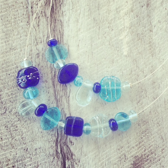 Recycled glass necklace | double strand necklace featuring beads made from recycled glass