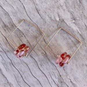 Recycled glass earrings | pink/red earrings made from a wine bottle
