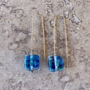 Recycled glass earrings | blue earrings made from a wine bottle