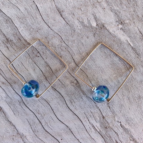 Recycled glass earrings | blue earrings made from a wine bottle