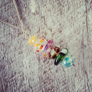 Recycled glass pendant necklace | beads made from various glass objects