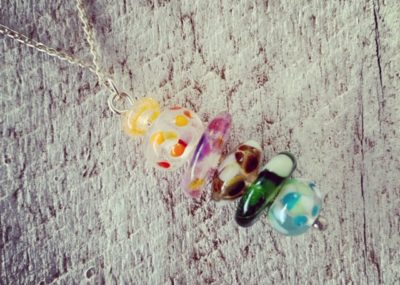 Recycled glass pendant necklace | beads made from various glass objects