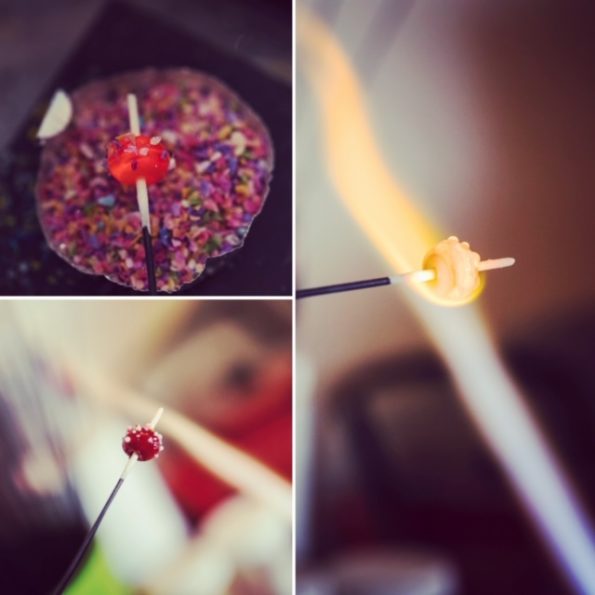 Behind the scenes in the lampwork studio | using frit to decorate recycled glass beads