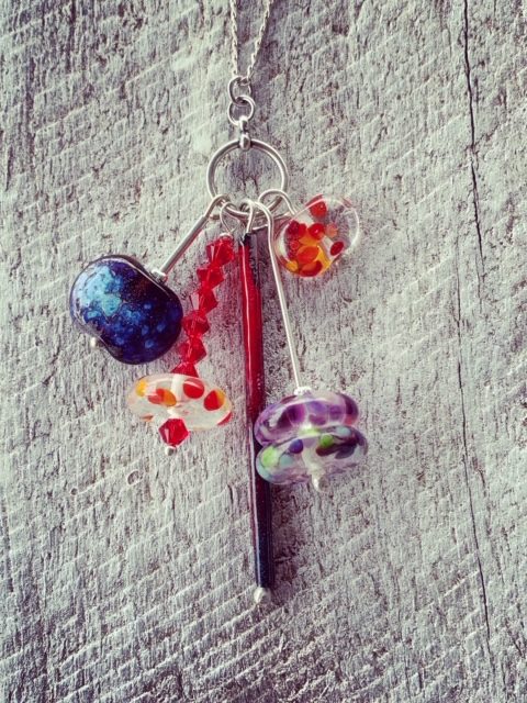 Recycled glass pendant necklace | beads made from gin and wine bottles