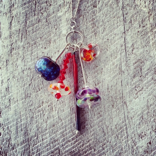 Recycled glass pendant necklace | beads made from gin and wine bottles