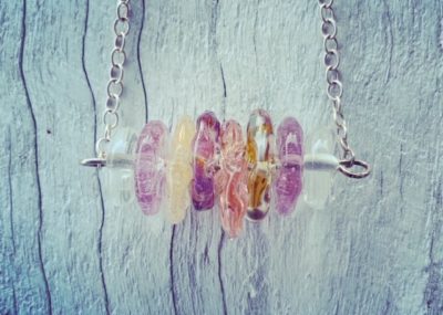 Recycled glass necklace | beads made from various glass objects and wine bottles