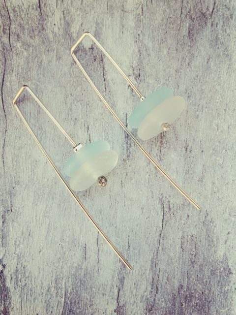 Recycled glass earrings | made from a wine bottle, inspired by the ocean.