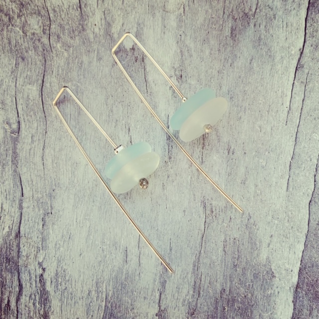 Recycled glass earrings | made from a wine bottle, inspired by the ocean.
