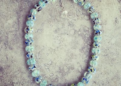 Recycled glass necklace | beads made from a wine bottle