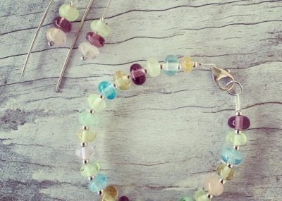 Recycled glass bead bracelet | beads made from assorted recycled glass objects