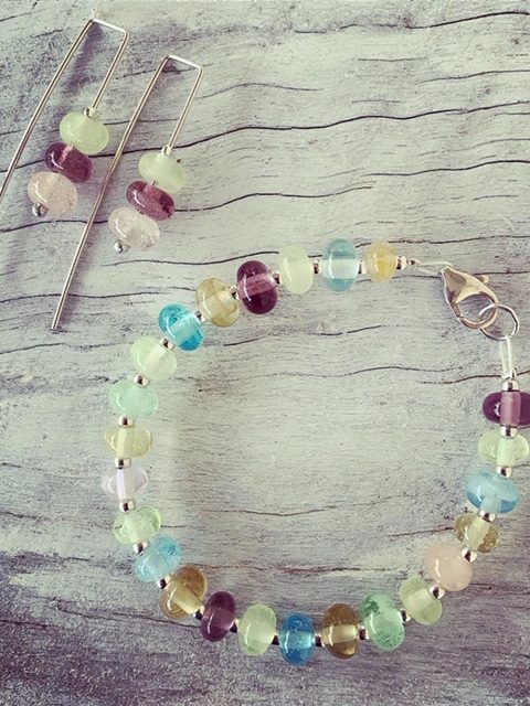 Recycled glass bead bracelet | beads made from assorted recycled glass objects